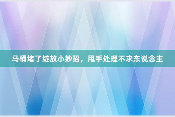 马桶堵了绽放小妙招，甩手处理不求东说念主